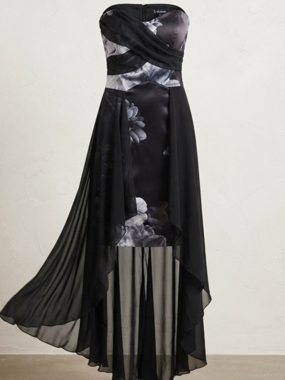 Le Chateau Strapless Floral Formal High-Low Gown